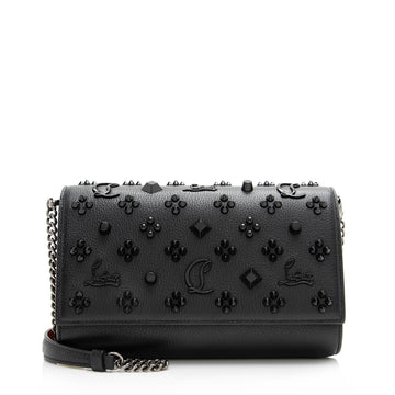 Christian Louboutin Calfskin Loubinthesky Spikes Paloma Clutch (SHF-23795)