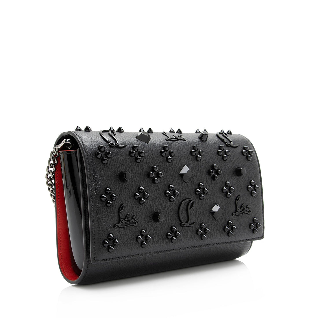 Christian Louboutin Calfskin Loubinthesky Spikes Paloma Clutch (SHF-23795)
