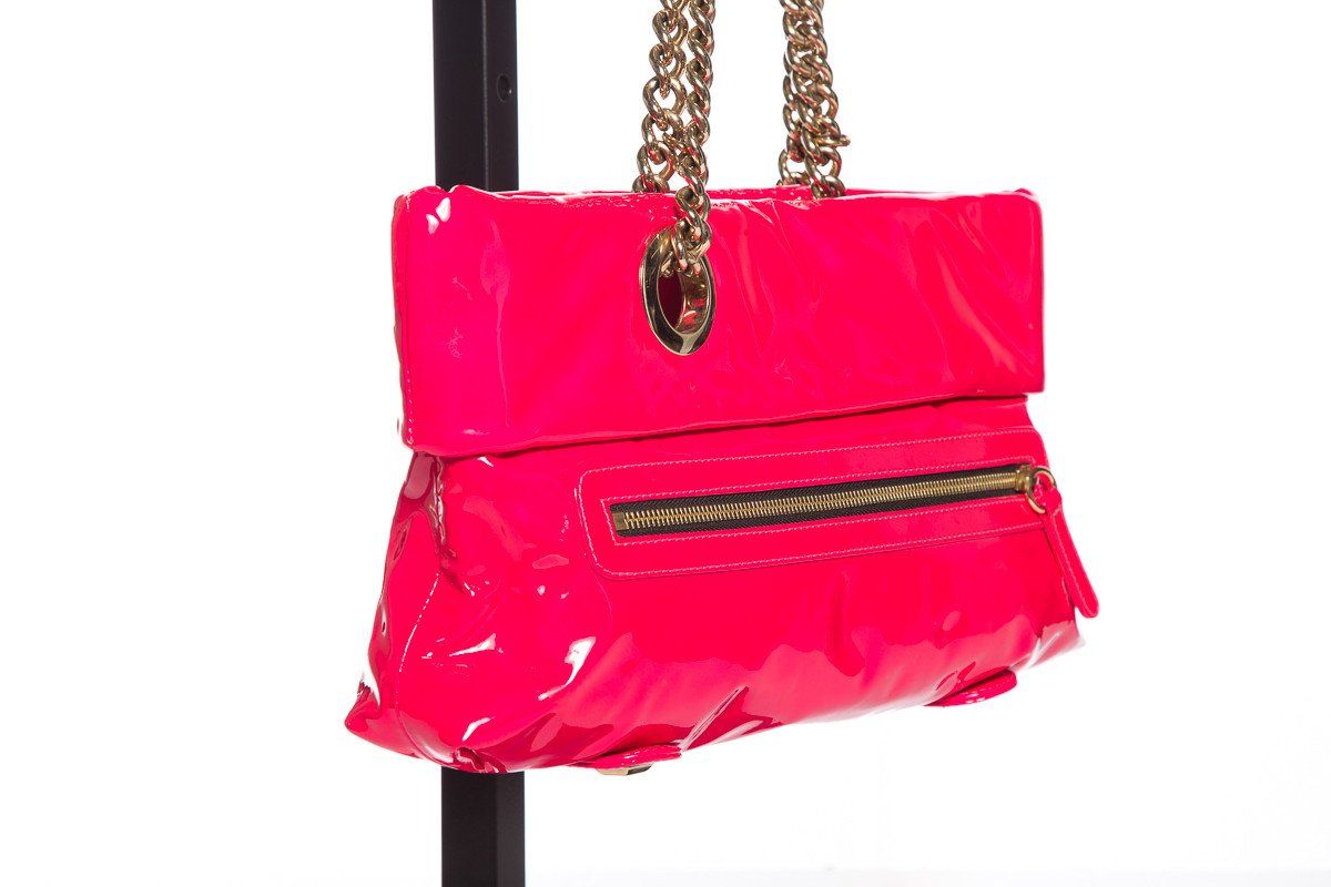 Christian Louboutin Hot Pink Patent Leather Shoulder Bag
