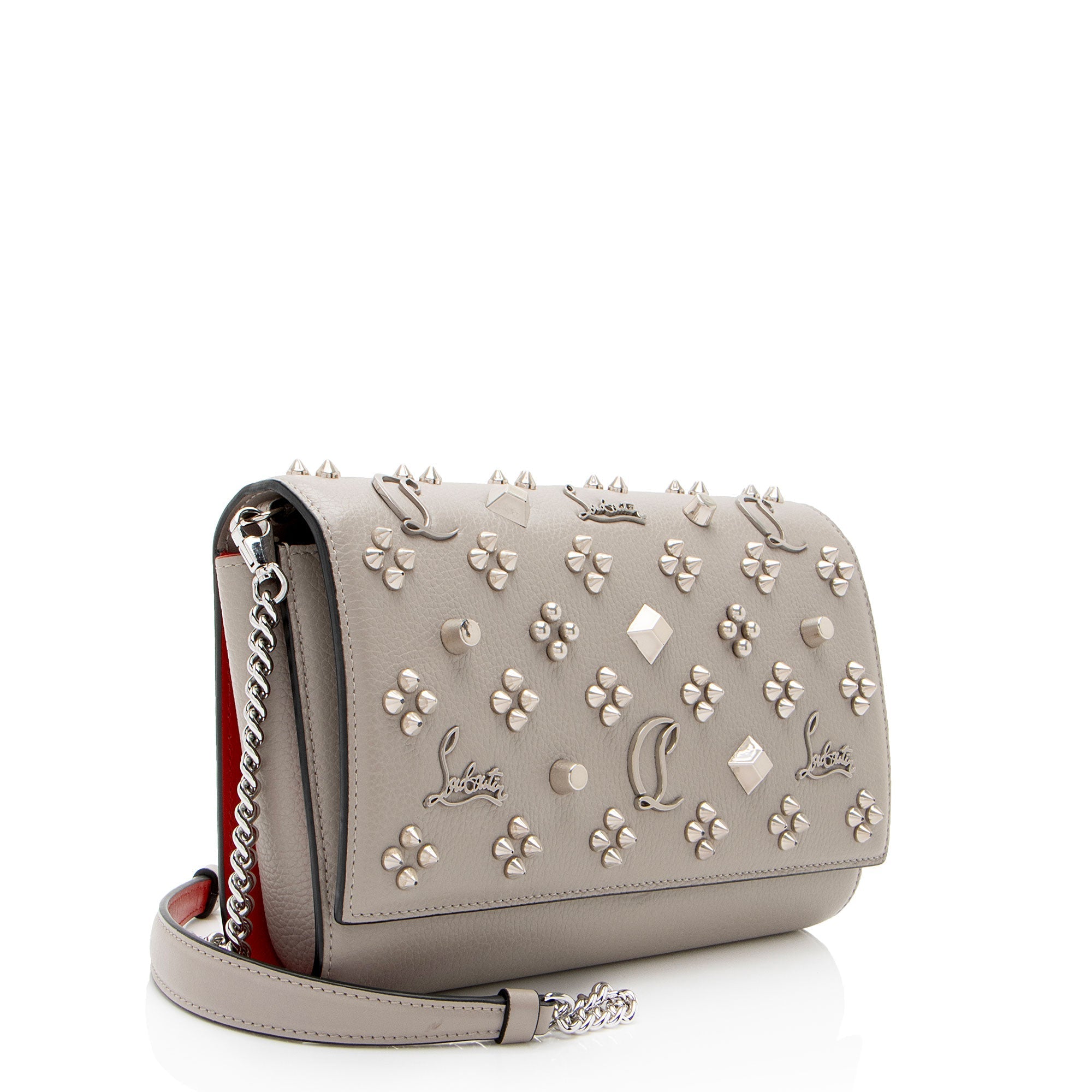 Christian Louboutin Leather Spiked Loubinthesky Paloma Clutch