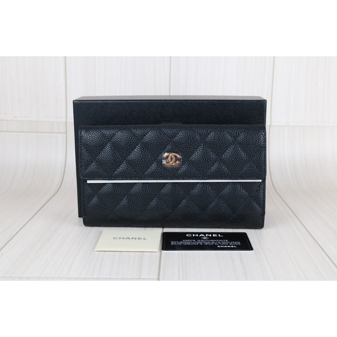 Excellent?Rank SA??CHANEL Caviar Skin Black Long Wallet Made In 2013- 2014Year?X25051208