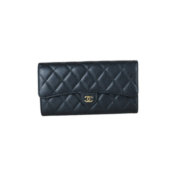 Very Good ( Rank A) ?Chanel Caviar Skin Black  Wallet Made In 2018Year ?S25063002