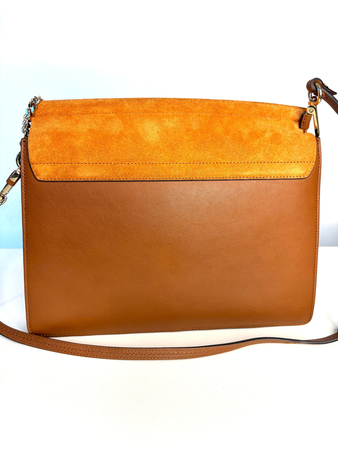 Chloe Faye Medium Brown Leather and Suede Shoulder Bag Preloved