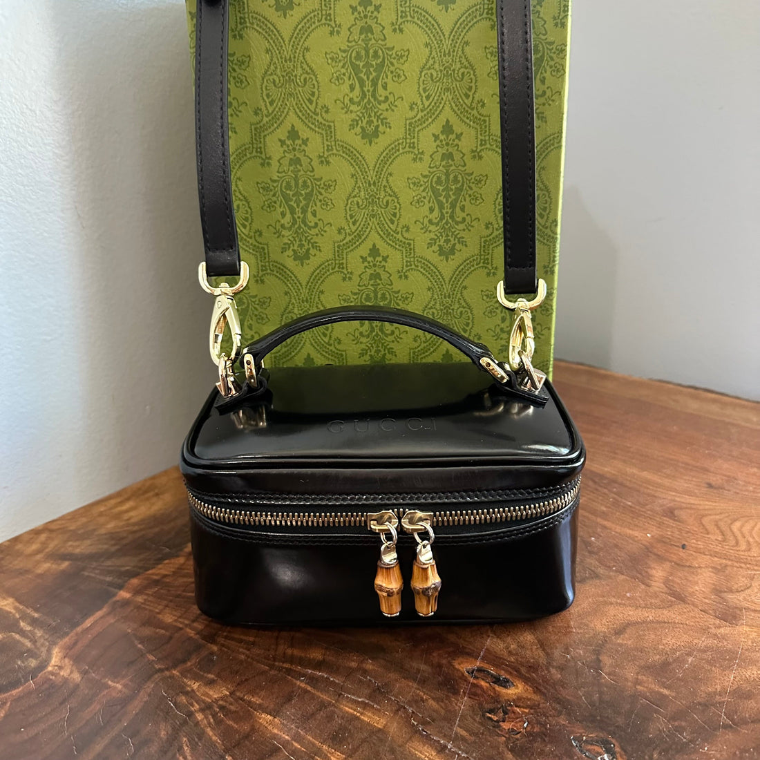 The Junco Crossbody/Clutch -Prestige Totes Bags Gucci Bamboo Cosmetic Bag in Black Leather