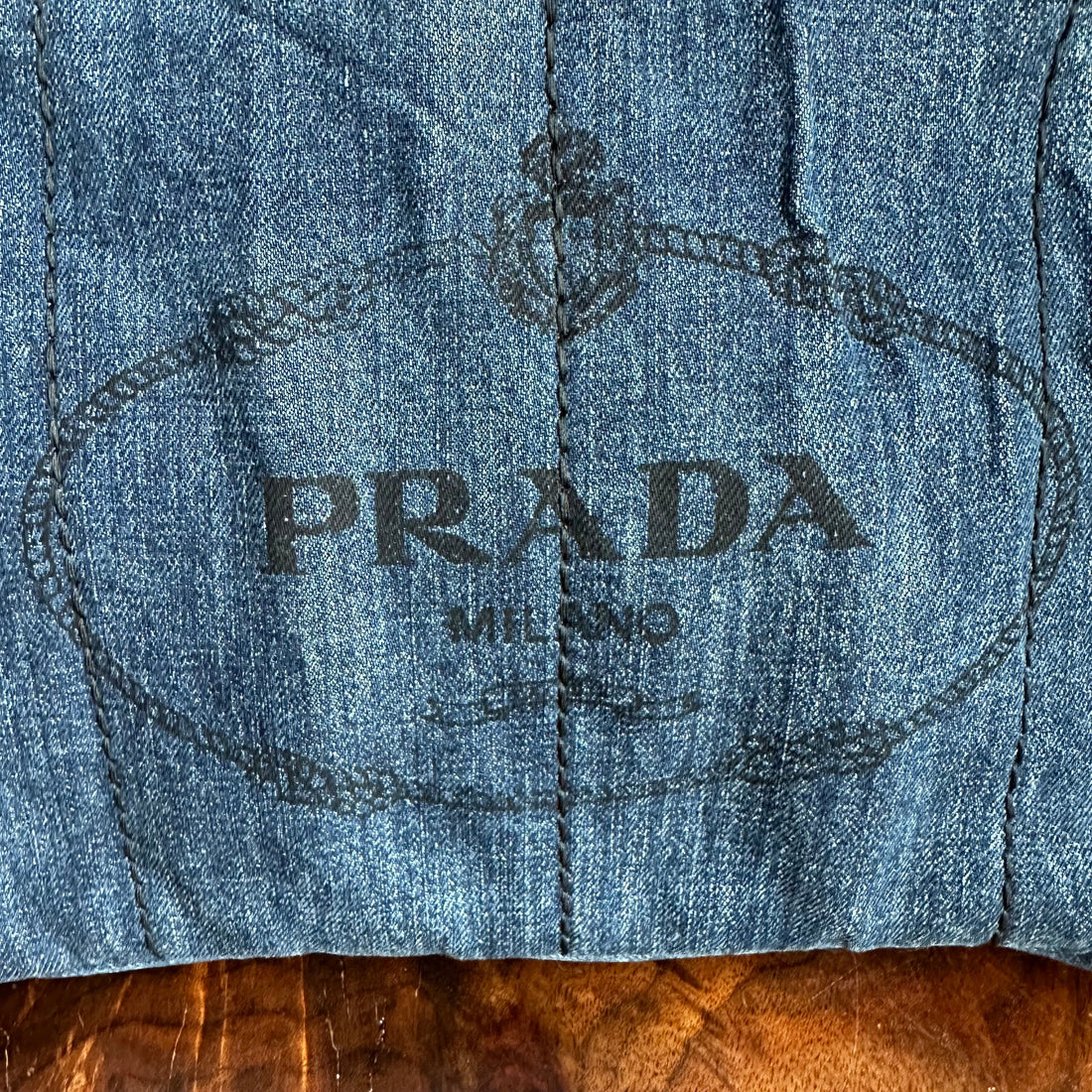 The Albatross Shoulder Bag in Blue Denim Prada
