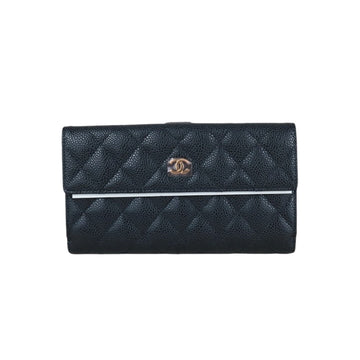 Excellent?Rank SA??CHANEL Caviar Skin Black Long Wallet Made In 2013- 2014Year?X25051208