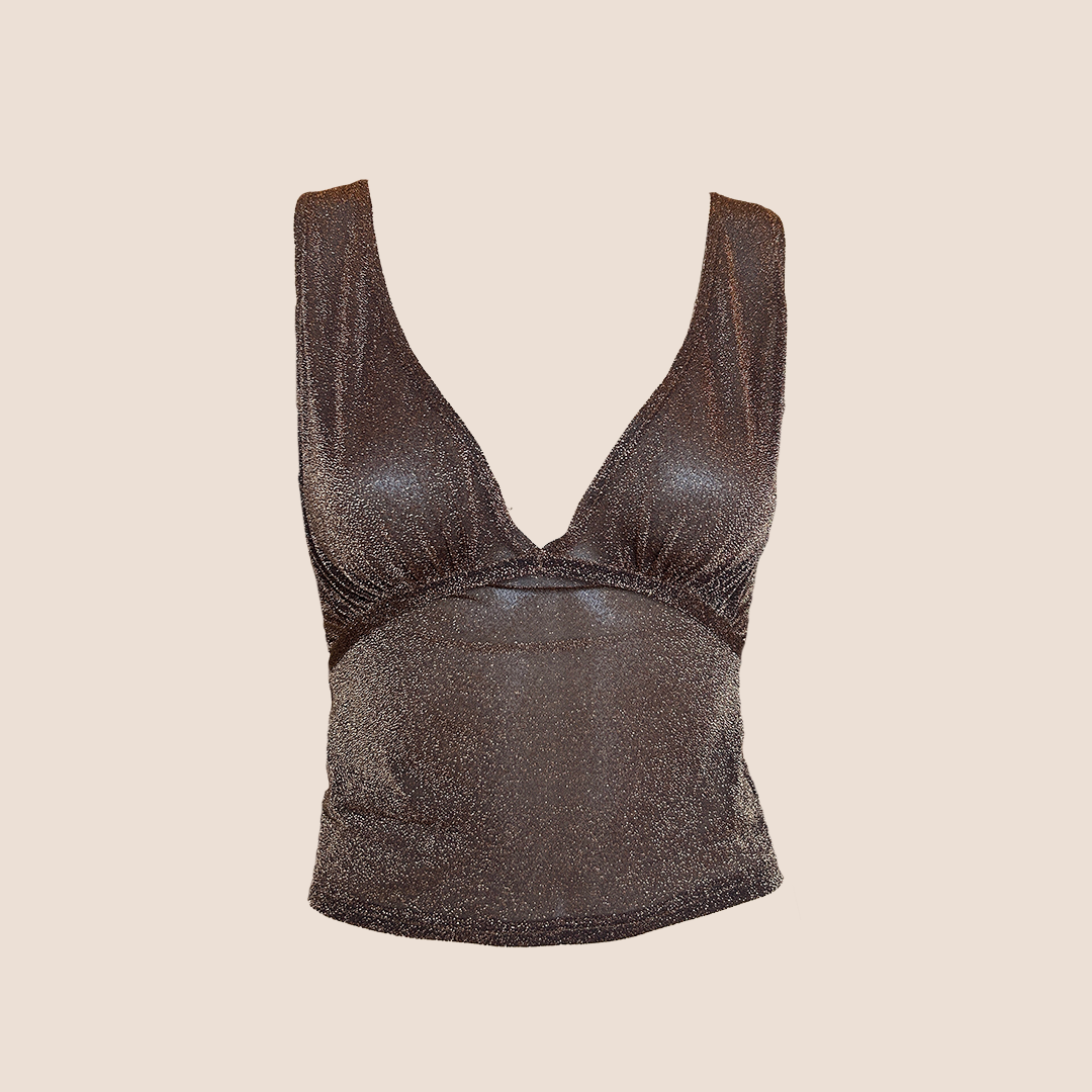 CHRISTIAN DIOR SPRING 2003 BRONZE GLITTER BLOUSE