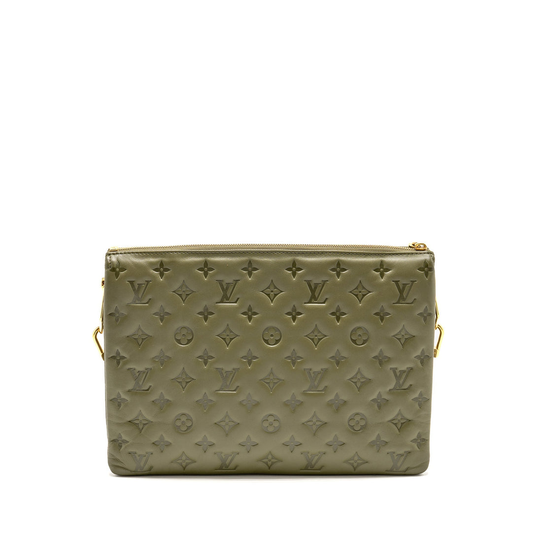 Louis Vuitton Coussin MM Monogram-embossed Puffy Lambskin Khaki GHW