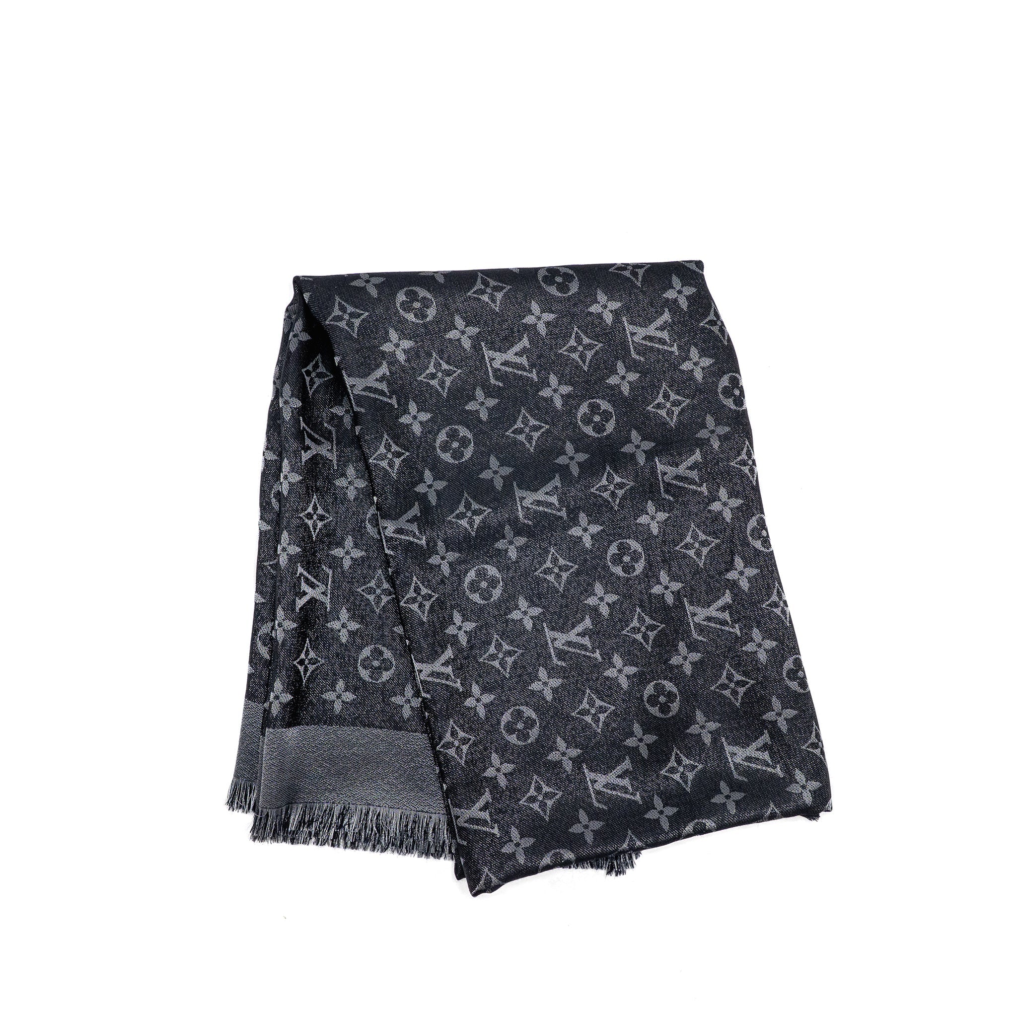 Louis Vuitton Monogram Shine Shawl Wool/Silk Black/Silver