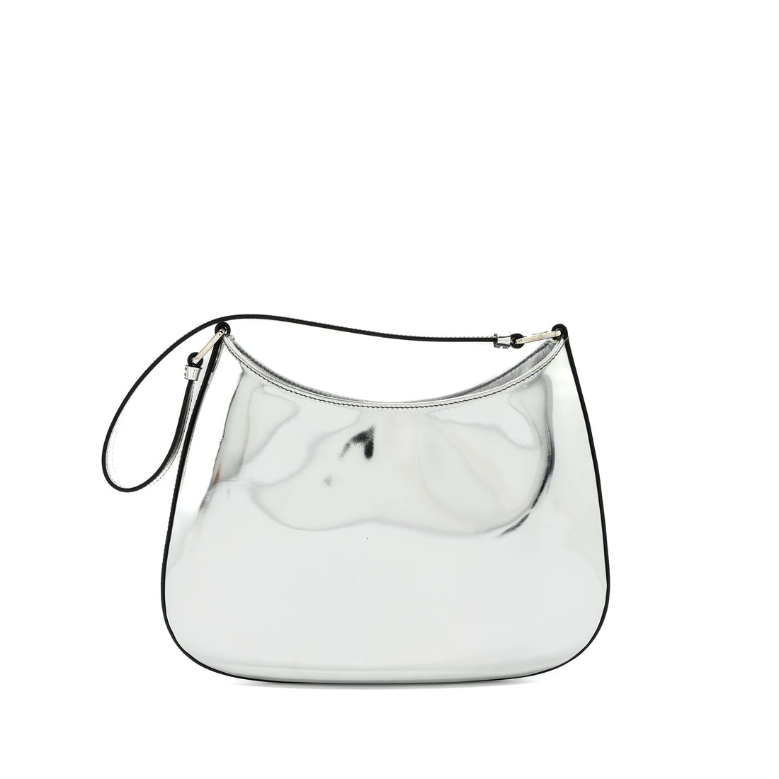 Prada Borsa A Spalla Cleo Pelle Spazzolato Leather Argento SHW