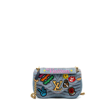 Louis Vuitton new wave flap chain bag limited edition denim blue/ multicolor GHW