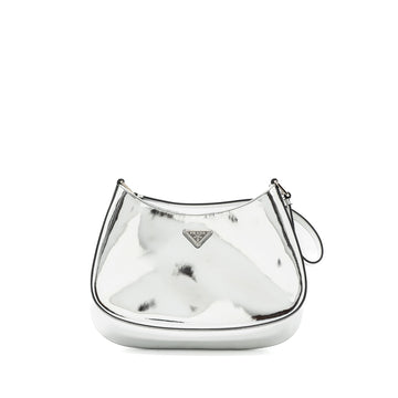 Prada Borsa A Spalla Cleo Pelle Spazzolato Leather Argento SHW
