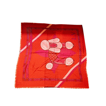 Louis Vuitton square scarf silk / wool red