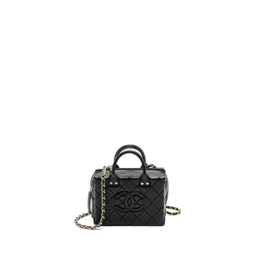Chanel 22b Top Handle Small Vanity Case Calfskin Black GHW(Microchip)