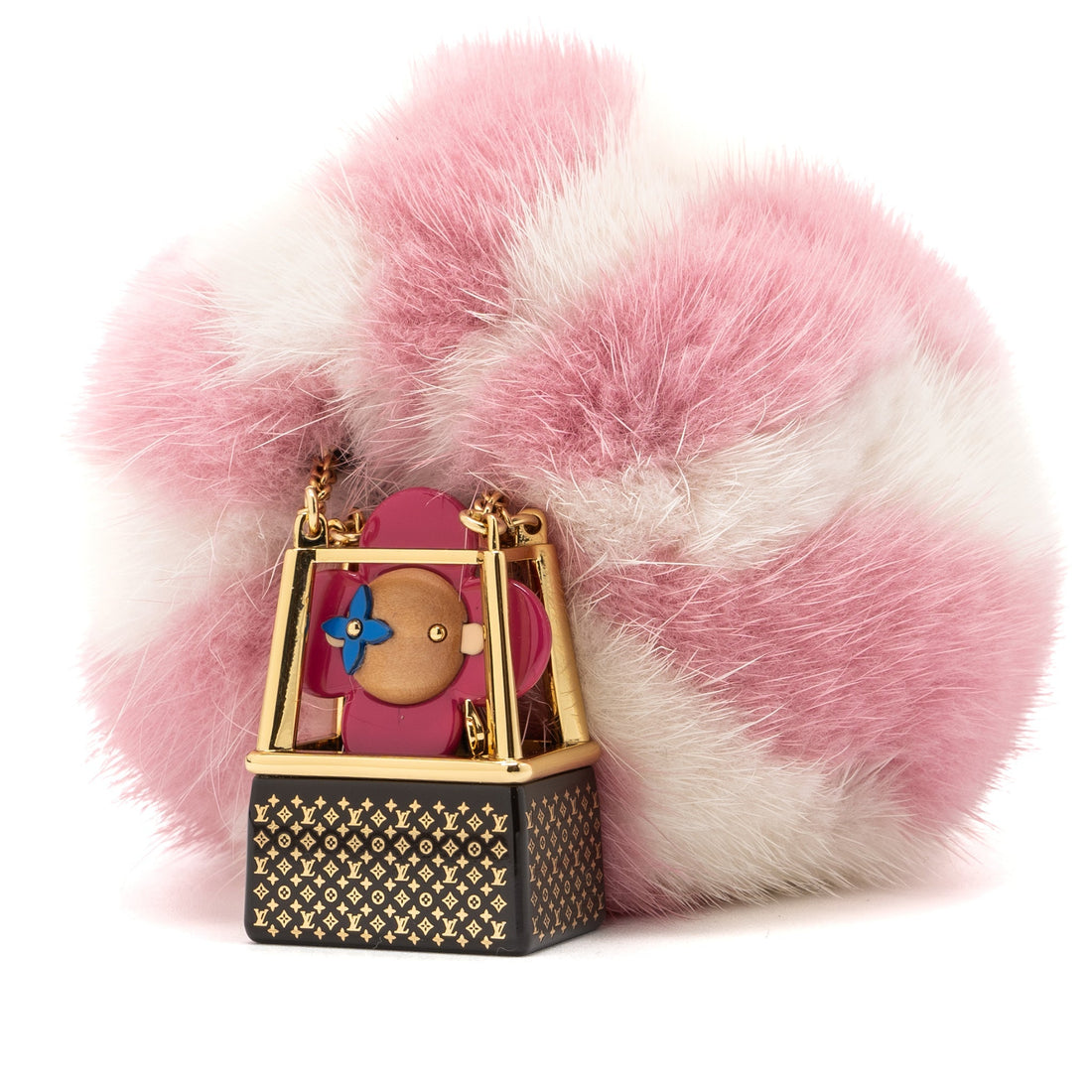 Louis Vuitton Vivienne hot air ballon bag charm / key ring fur multicolour