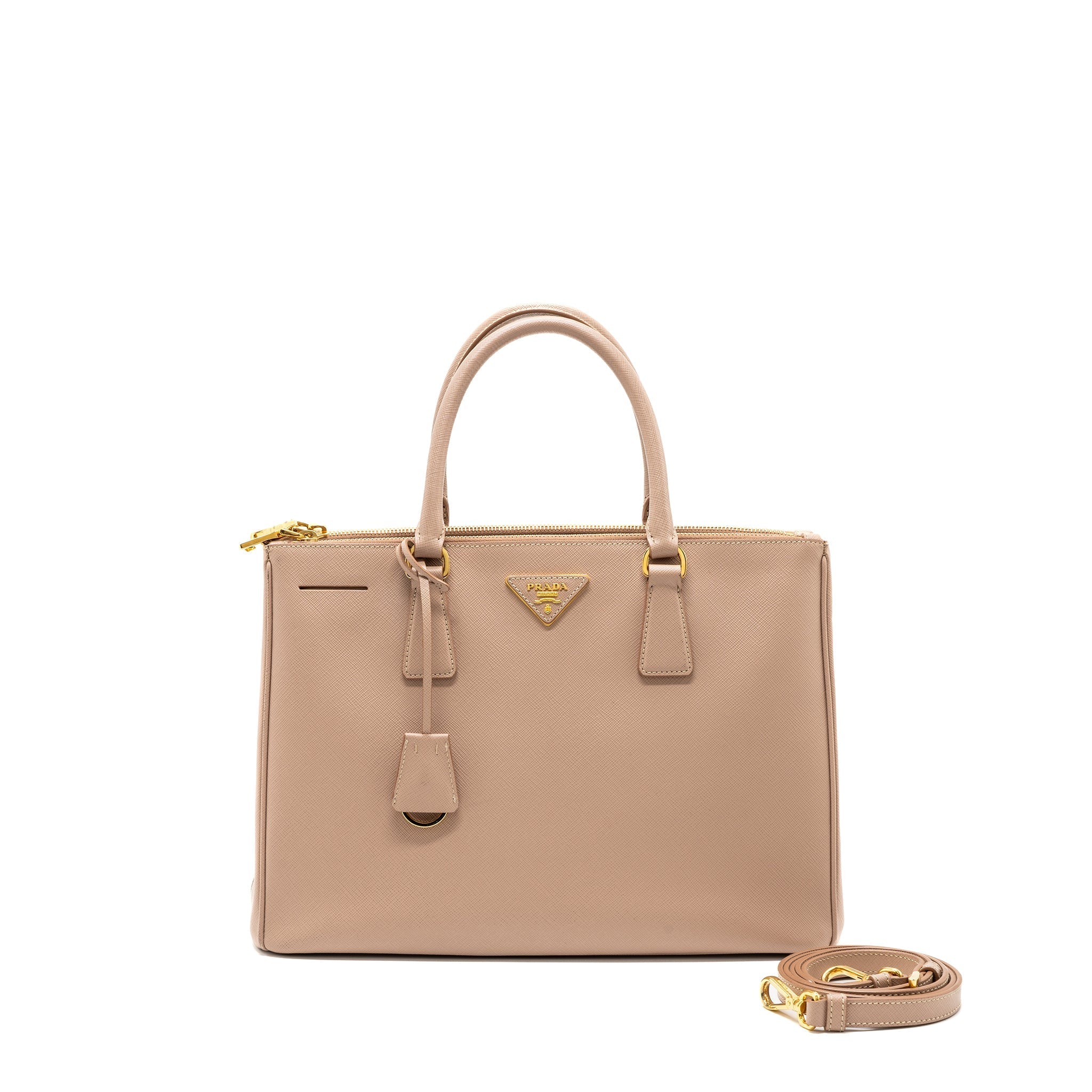 Prada Double Zip Shopping Toto Saffiano Cammeo GHW