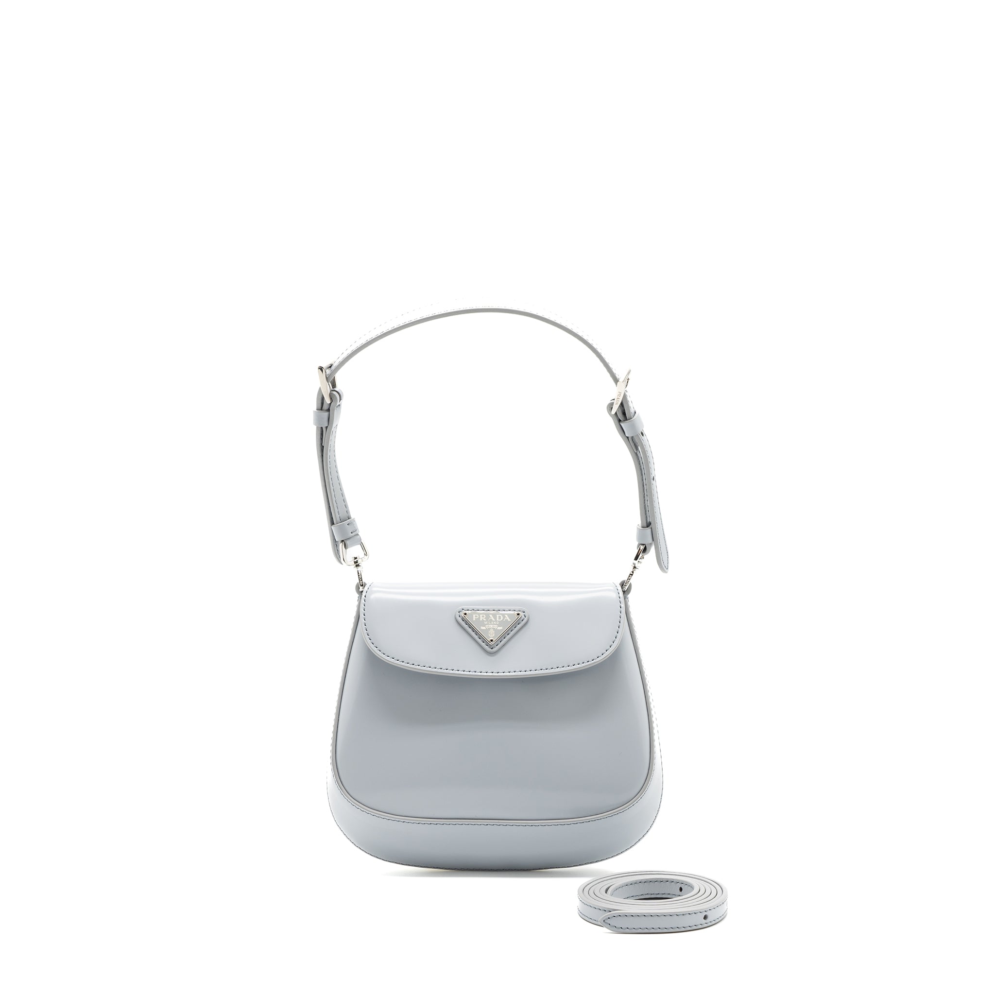 Prada Cleo Mini Bag Brushed Leather Cornflower blue SHW