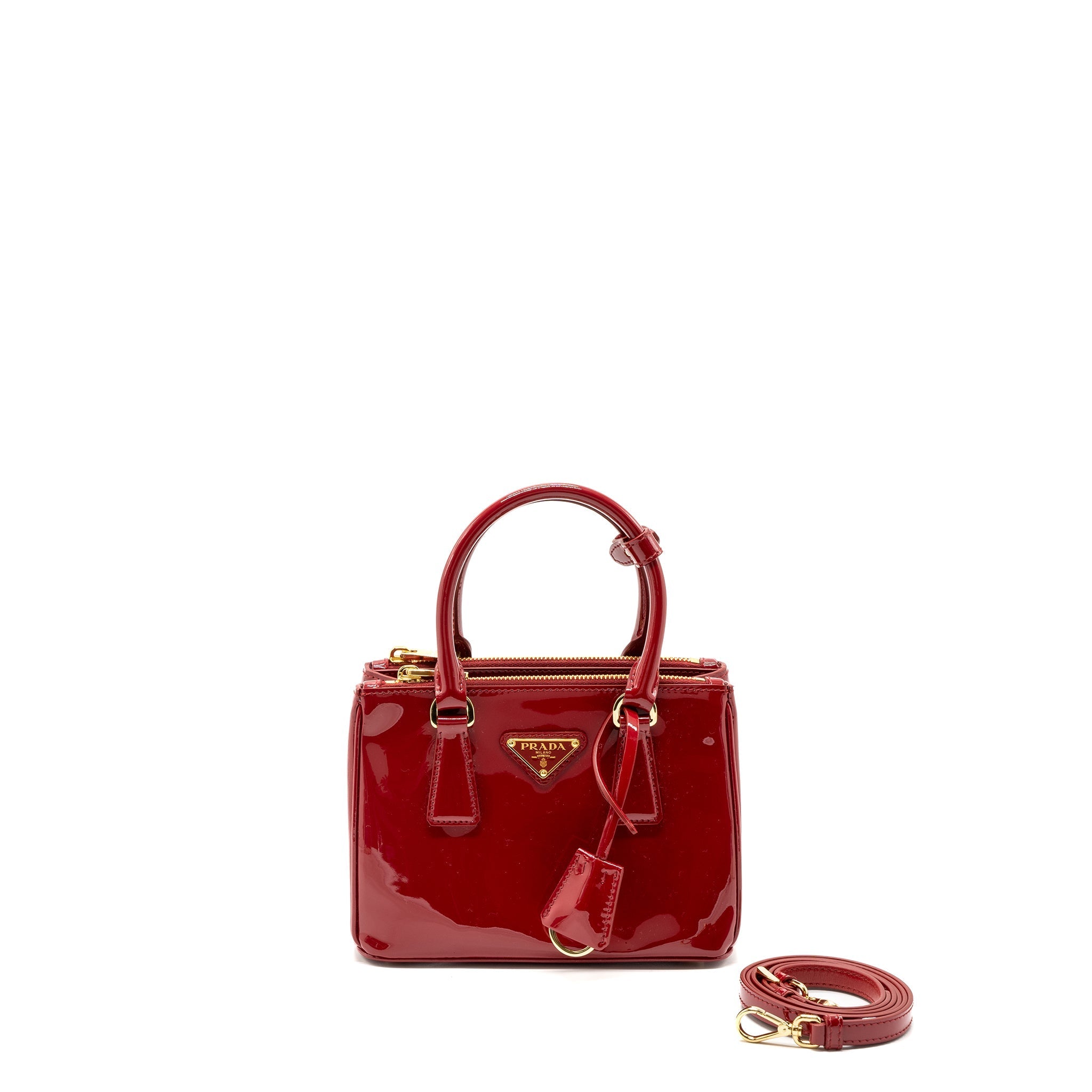 Prada Small Galleria Bag Patent Cherry GHW