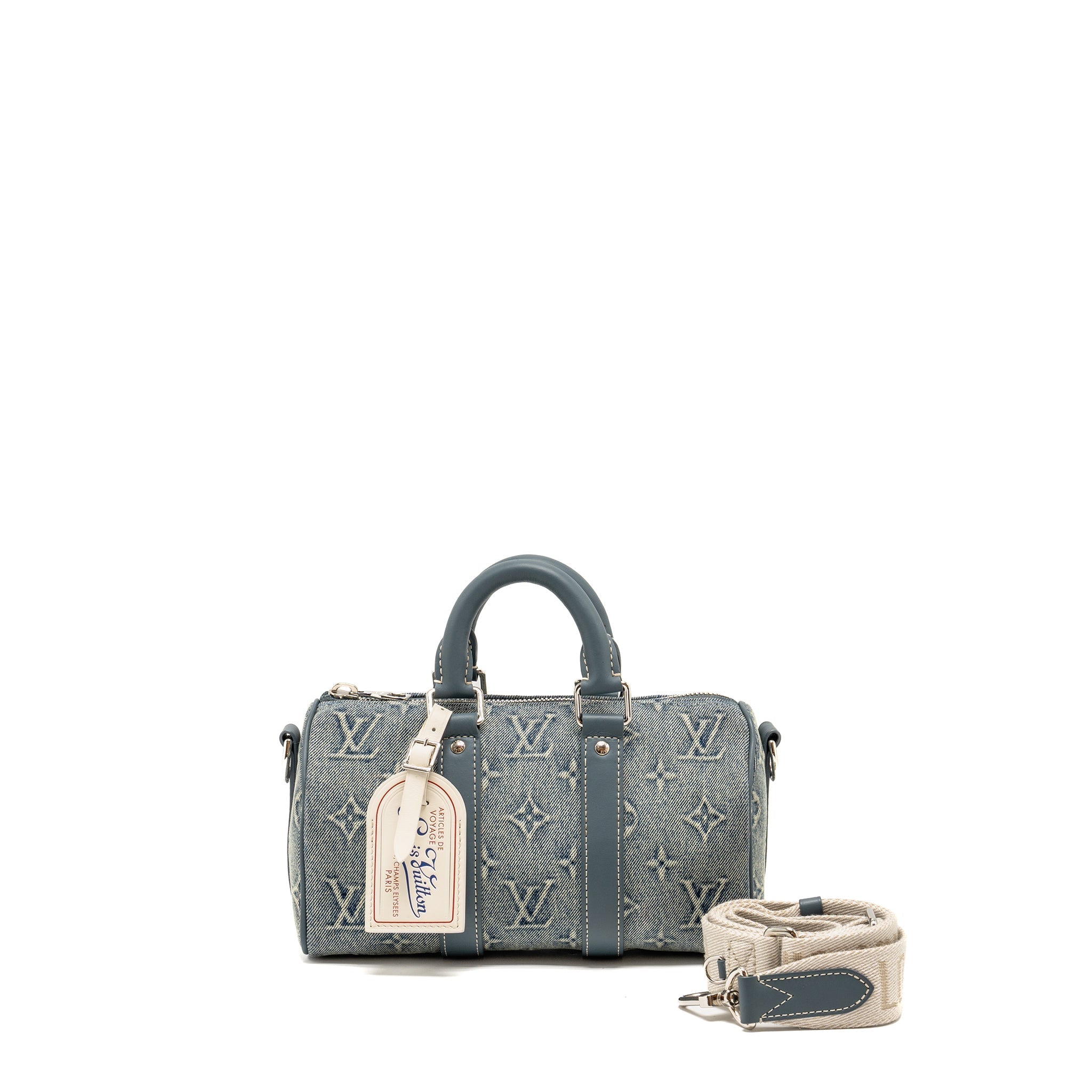 Louis Vuitton Keepall Bandouliere 25 Washed Denim Canvas Blue SHW