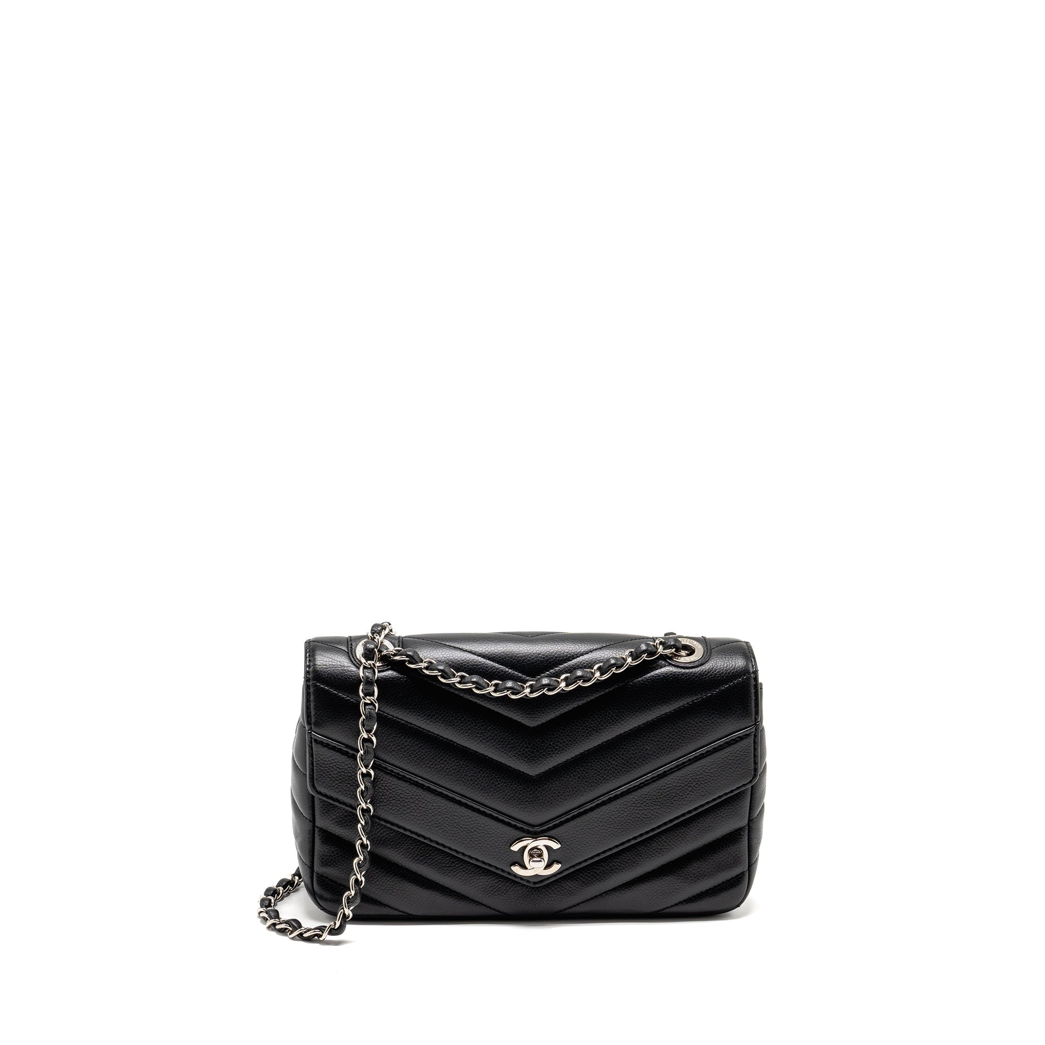 Chanel Envelop Flap Bag Chevron Caviar Black SHW