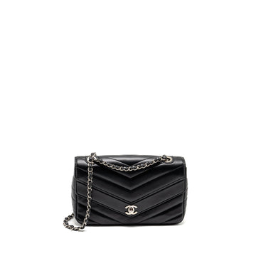 Chanel Envelop Flap Bag Chevron Caviar Black SHW
