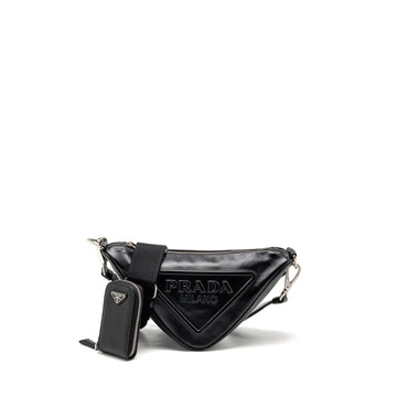 Prada triangle shoulder bag leather black SHW