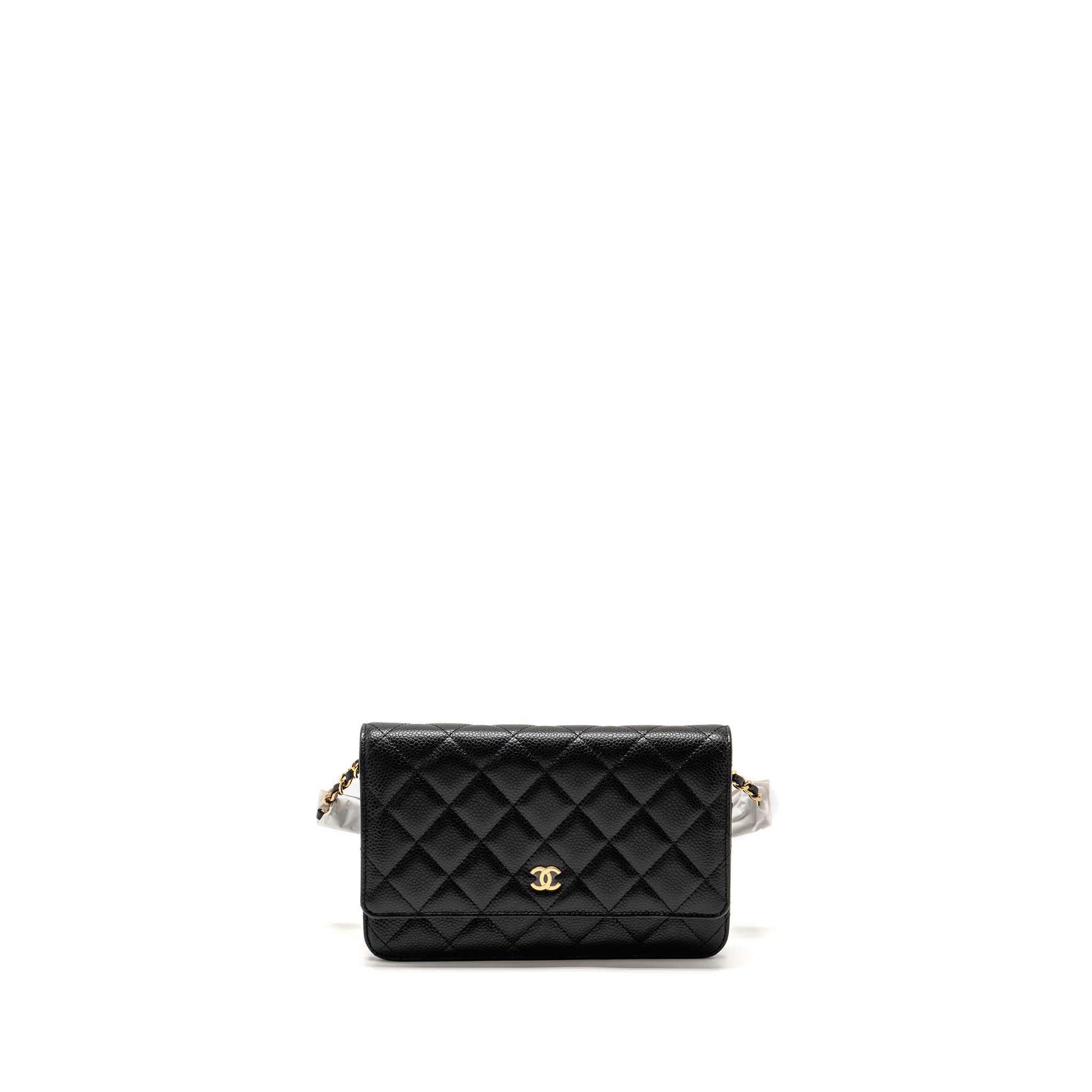 Chanel Classic Wallet on chain caviar black GHW (microchip)