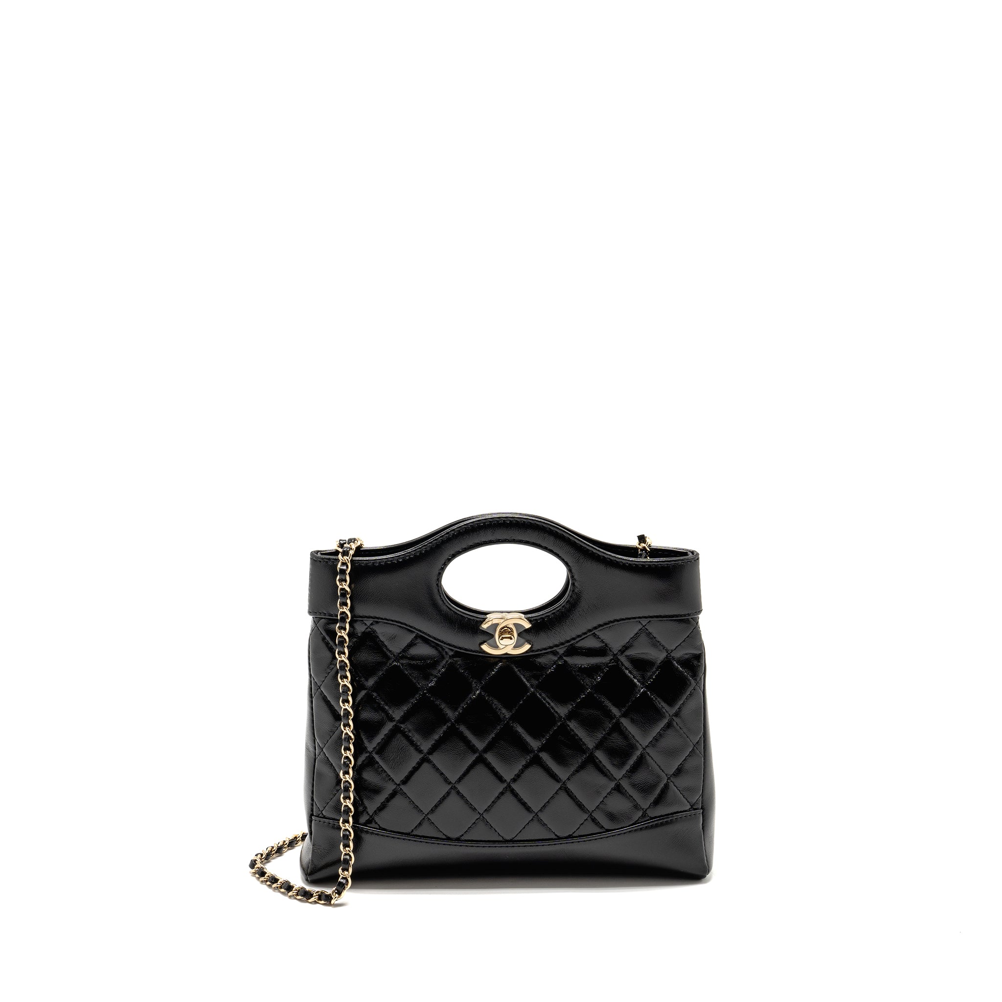 Chanel Mini 31 bag Shiny Calfskin Black LGHW (Microchip)