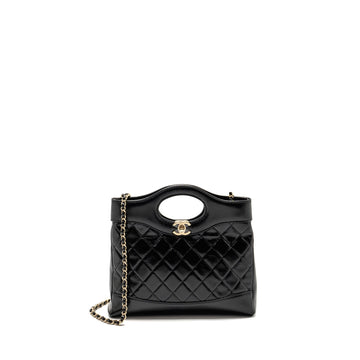 Chanel Mini 31 bag Shiny Calfskin Black LGHW (Microchip)