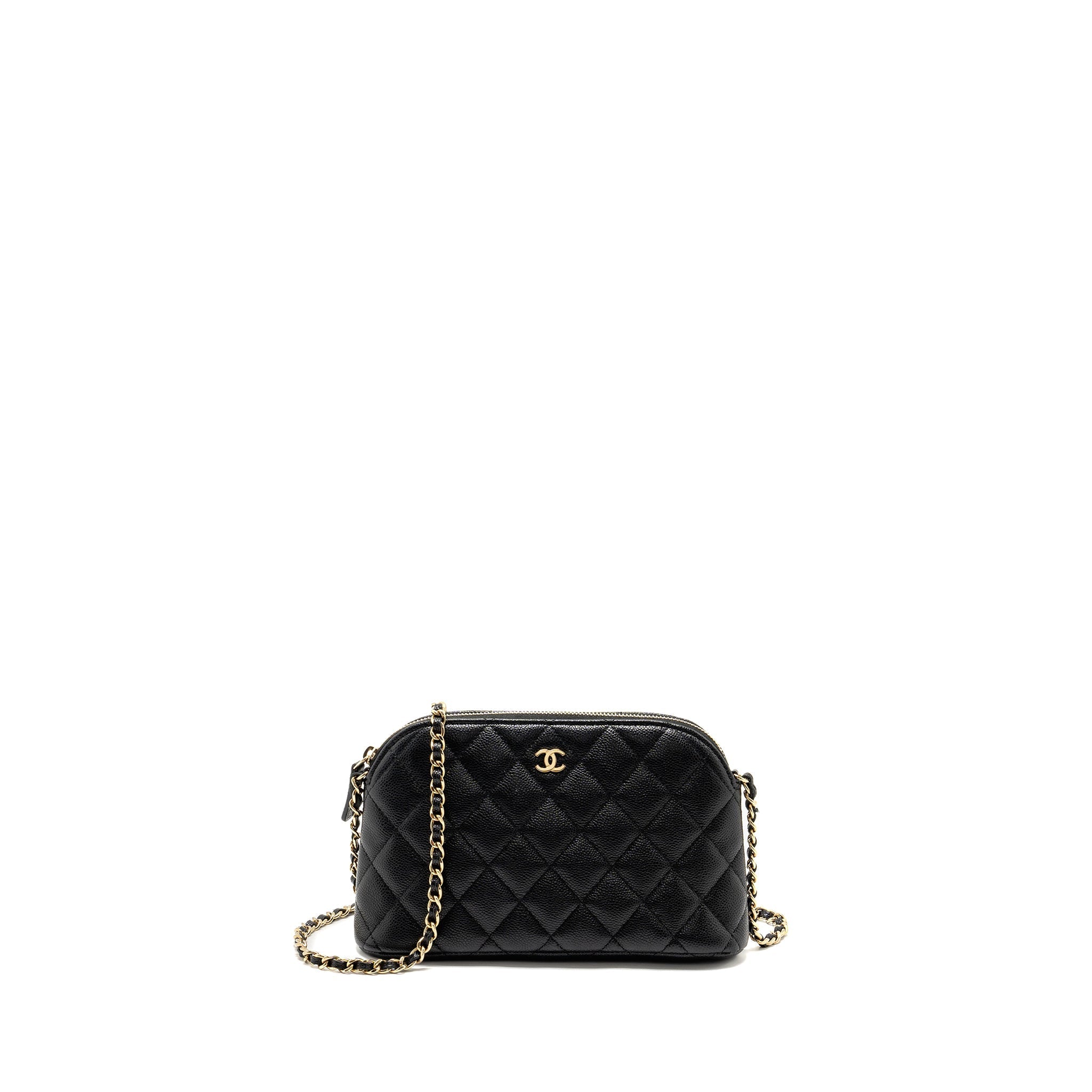 Chanel Classic CC Clutch with Chain Caviar Black LGHW (Microchip)