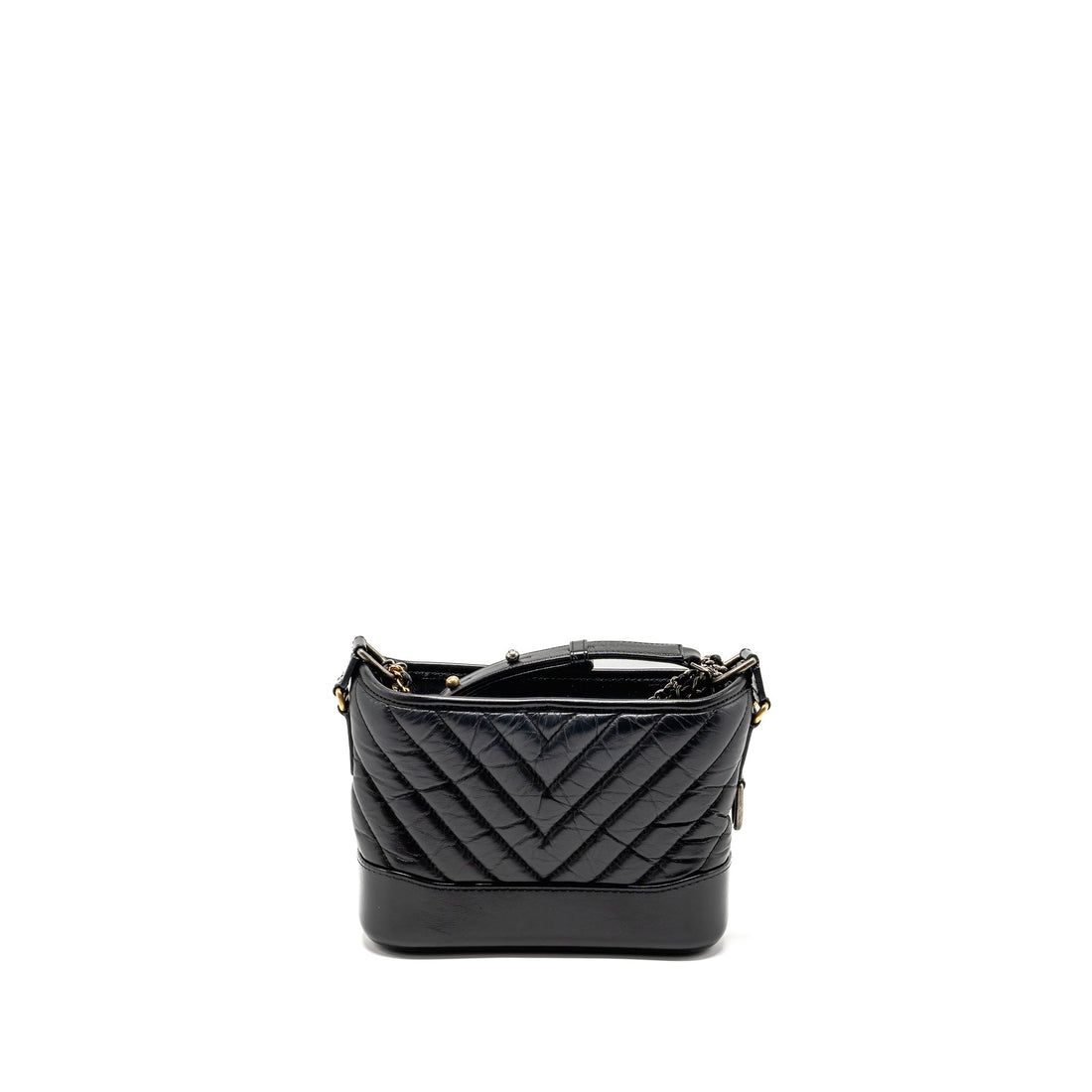 Chanel Small Gabrielle Hobo Bag Chevron Calfskin Black Multicolour Hardware