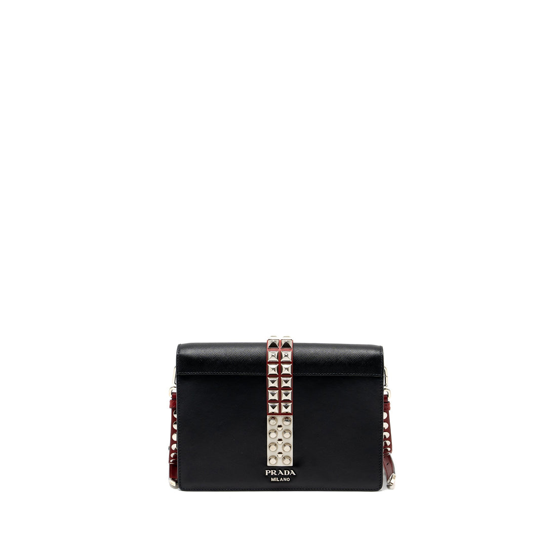 Prada Electra city flap bag calfskin black / red SHW