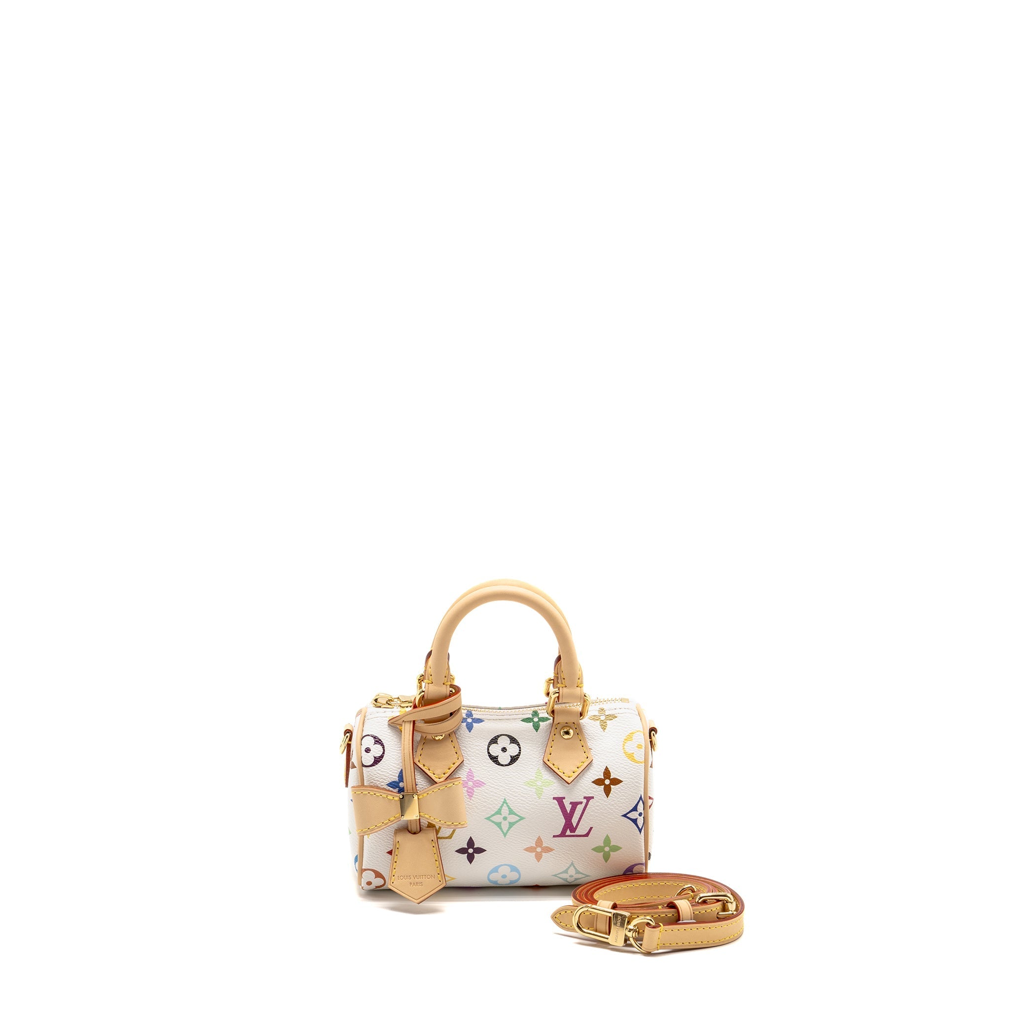 Louis Vuitton x Takashi Murakami Nano Speedy Multicoloured Monogram Canvas White GHW