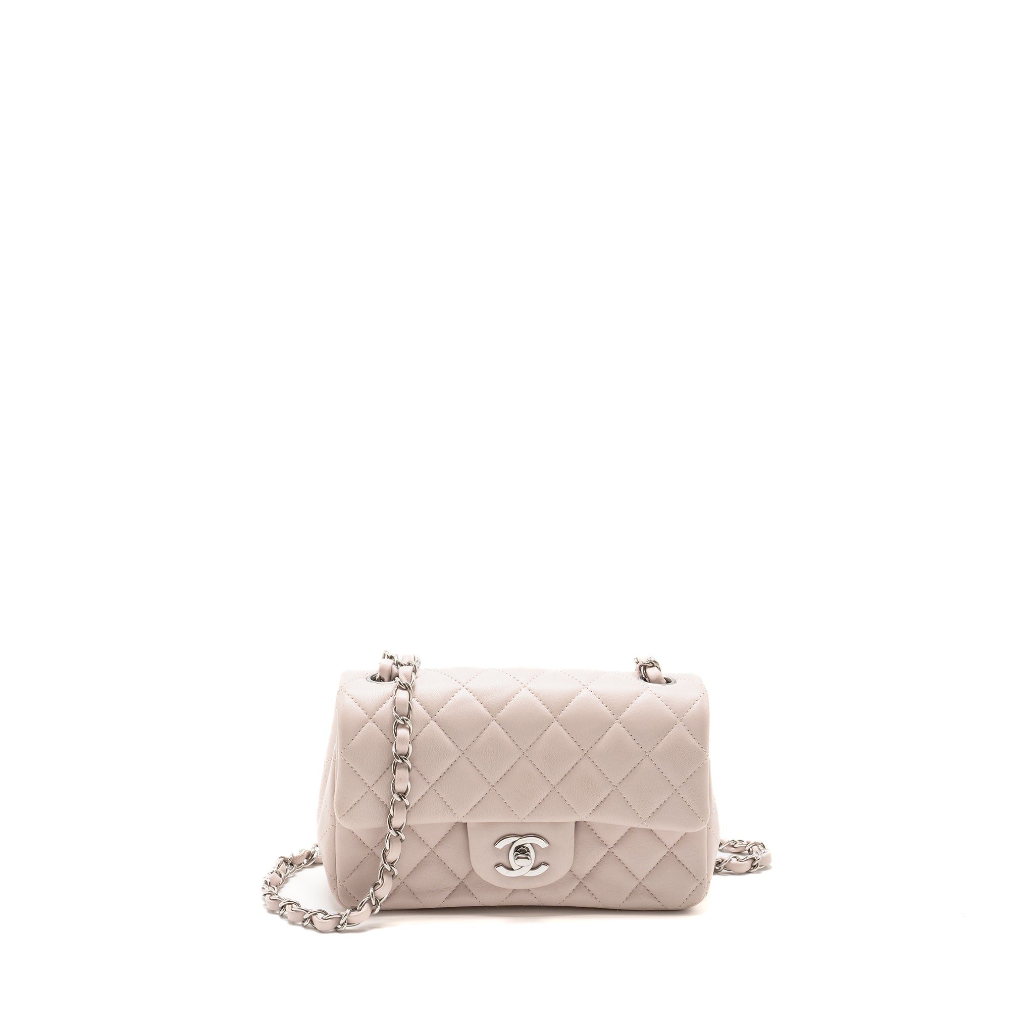 Chanel Mini Rectangular Flap Bag Lambskin Light Pink SHW (Microchip)