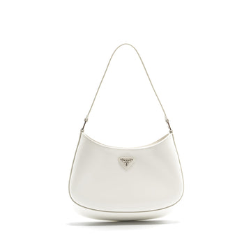 Prada Cleo Shoulder Bag Brushed Leather White SHW