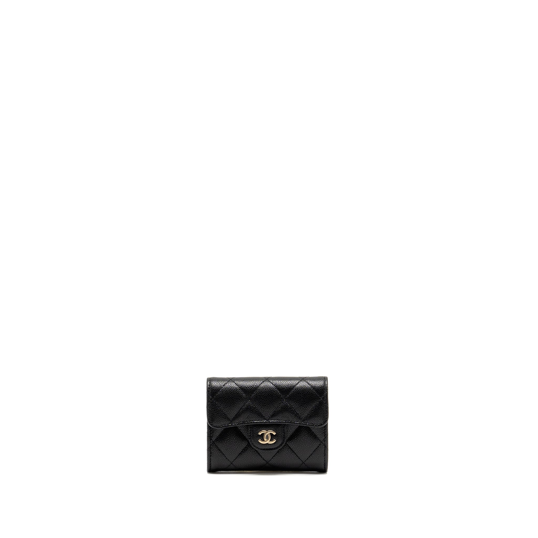 Chanel Classic Flap Card Holder Caviar Black LGHW (Microchip)
