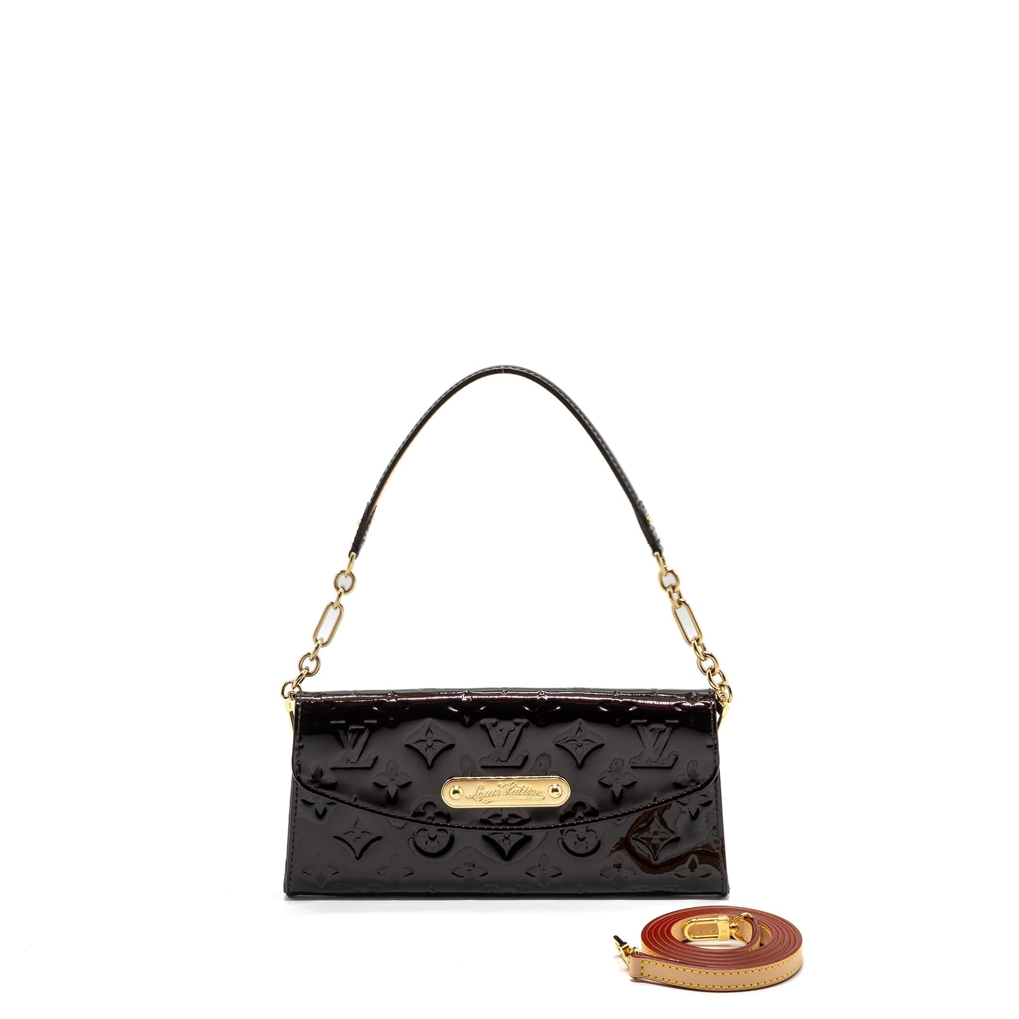 Louis Vuitton vintage sunset boulevard clutch monogram/patent Red GHW