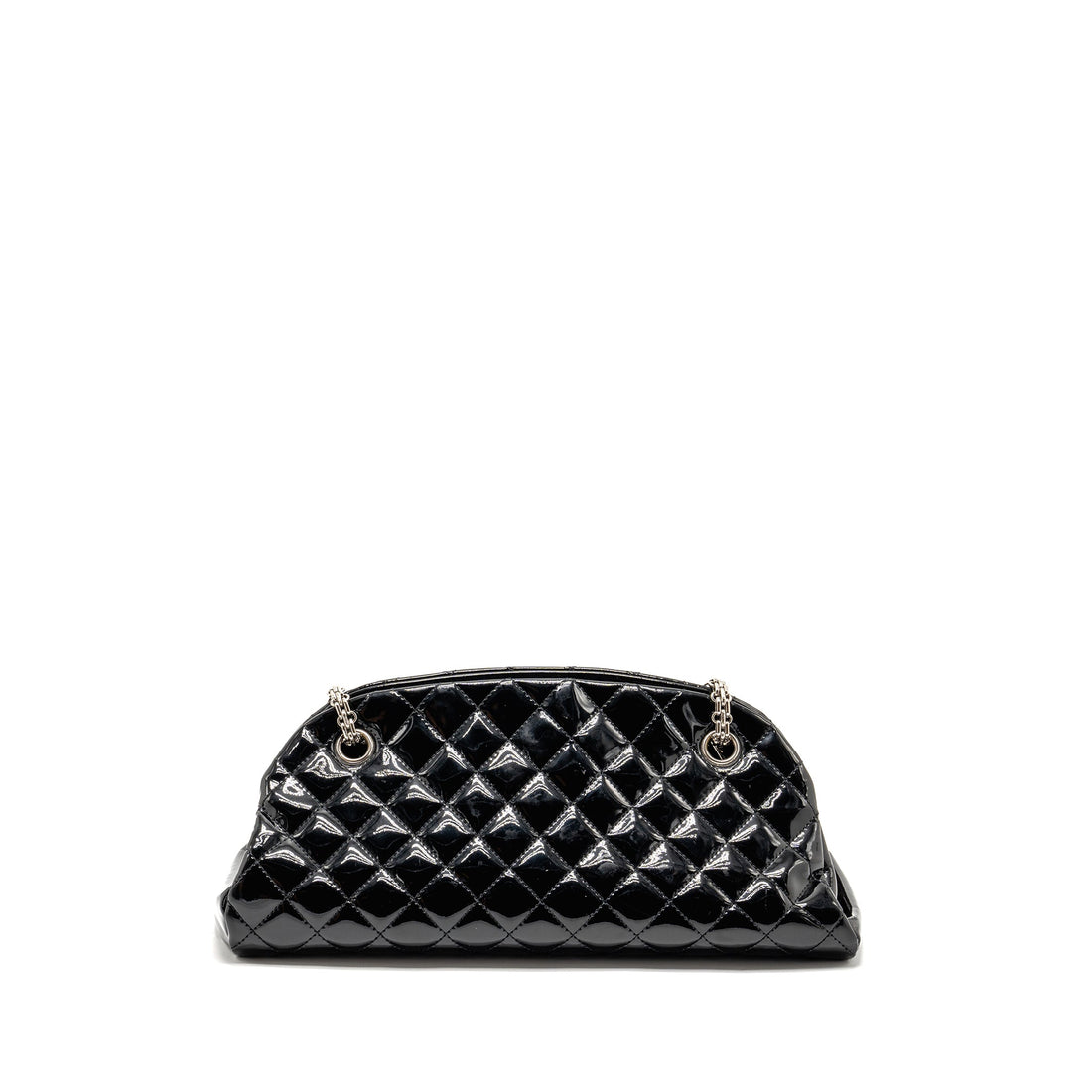 Chanel Just Mademoiselle Bowling Bag Patent Black SHW