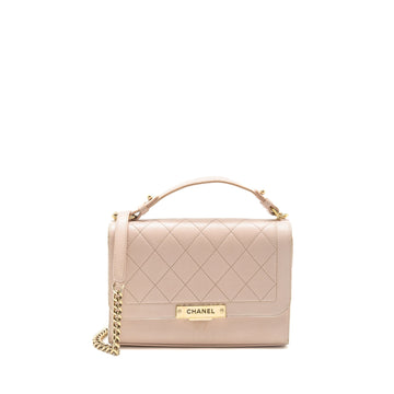 Chanel 17C Click Label Shoulder Bag Calfskin Light Pink LGHW