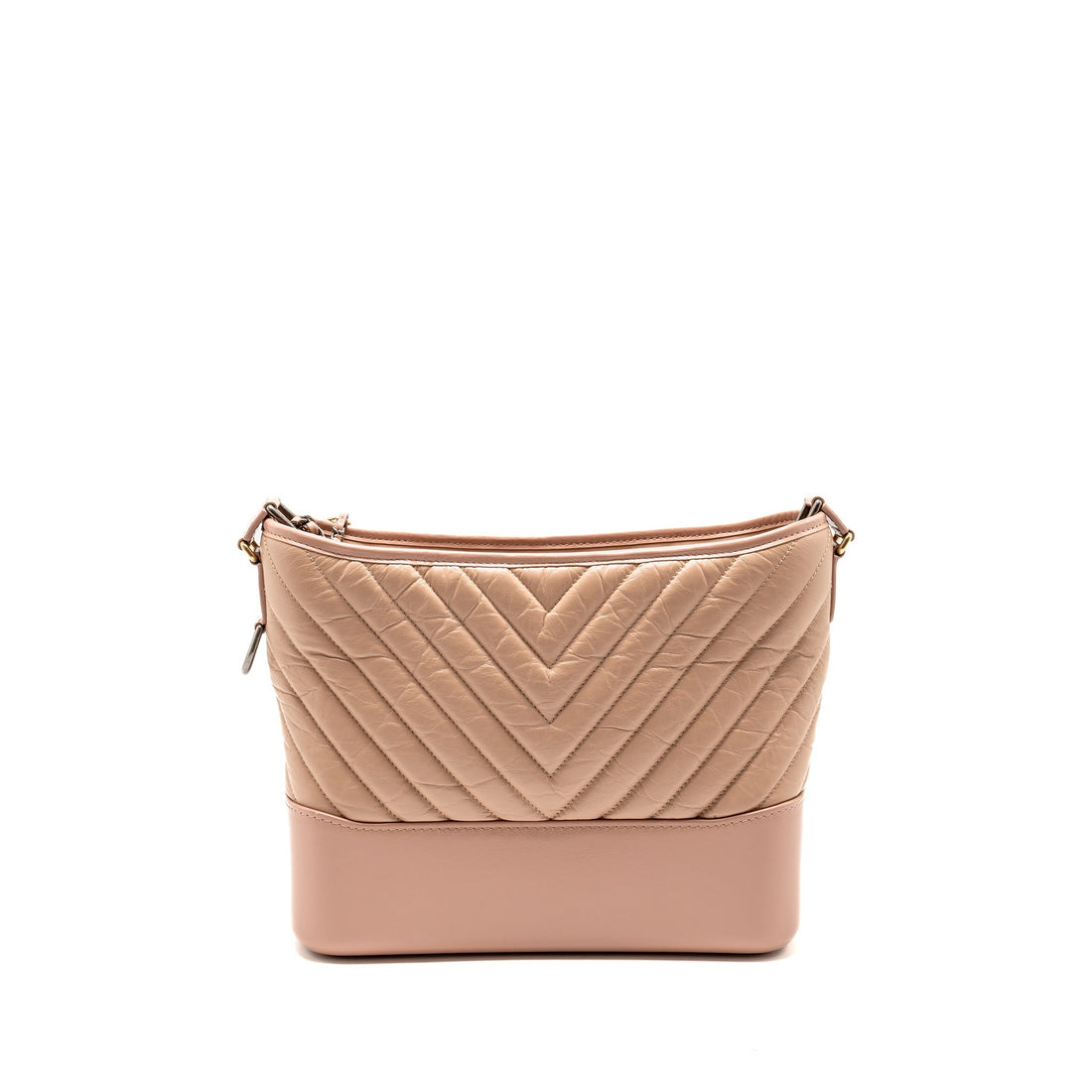 Chanel Chevron Gabrielle Hobo Bag Calfskin Pink Beige Multicolour Hardware