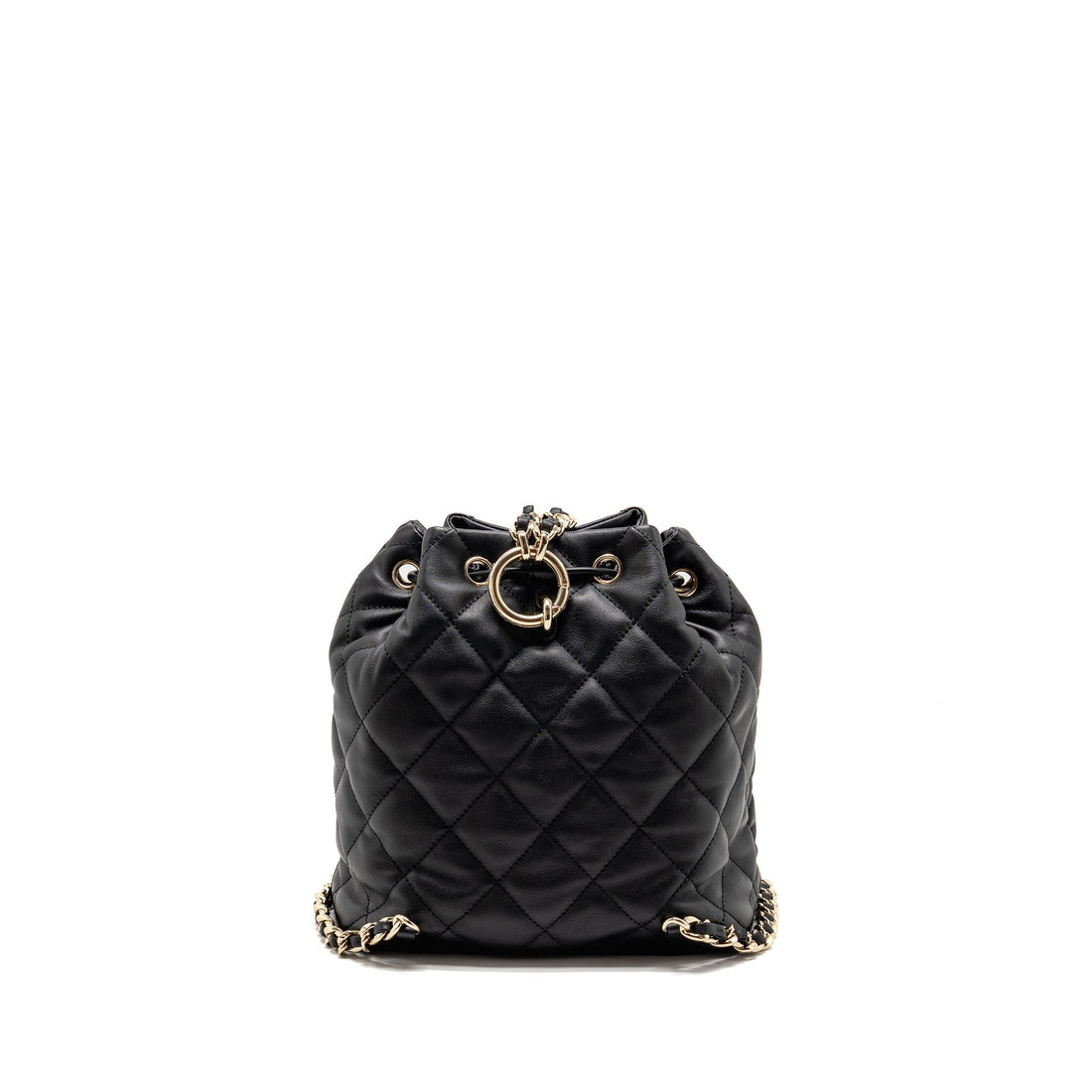 Chanel Drawstring Two Pockets Backpack Calfskin Black LGHW (Microchip)