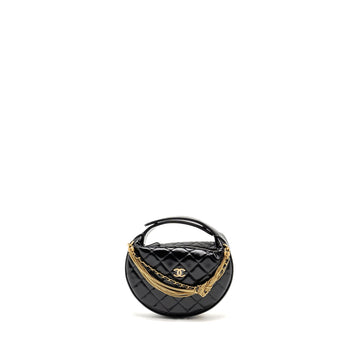 Chanel 21A Round Clutch with Detail Chain Calfskin Black GHW(microchip)