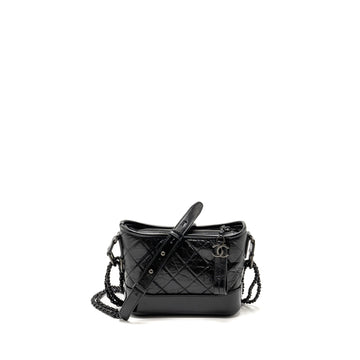 CHANEL Small Gabrielle Hobo Bag Aged Calfskin So Black