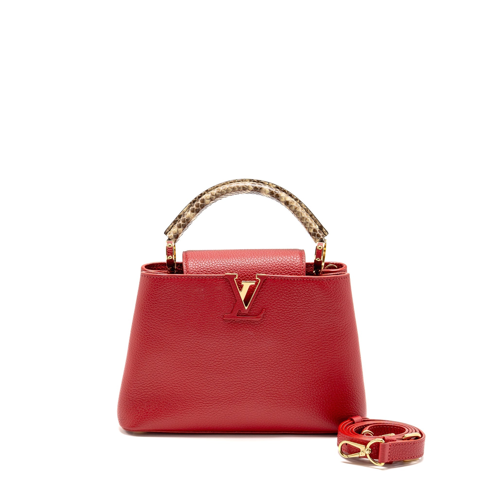 Louis Vuitton Capucine BB with Python Handle Taurillon RED GHW