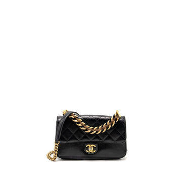 Chanel Quilted Flap Bag with Giant Chain Handle Calfskin Black GHW