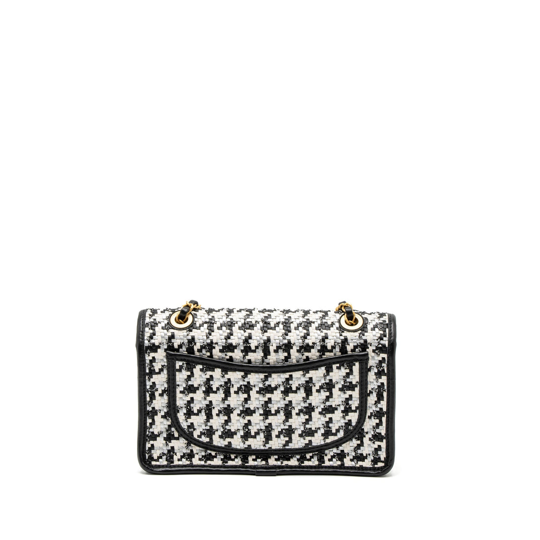 Chanel 23C Houndstooth Weaving Flap Bag Tweed/Lambskin Black/White Brushed GHW (Microchip)
