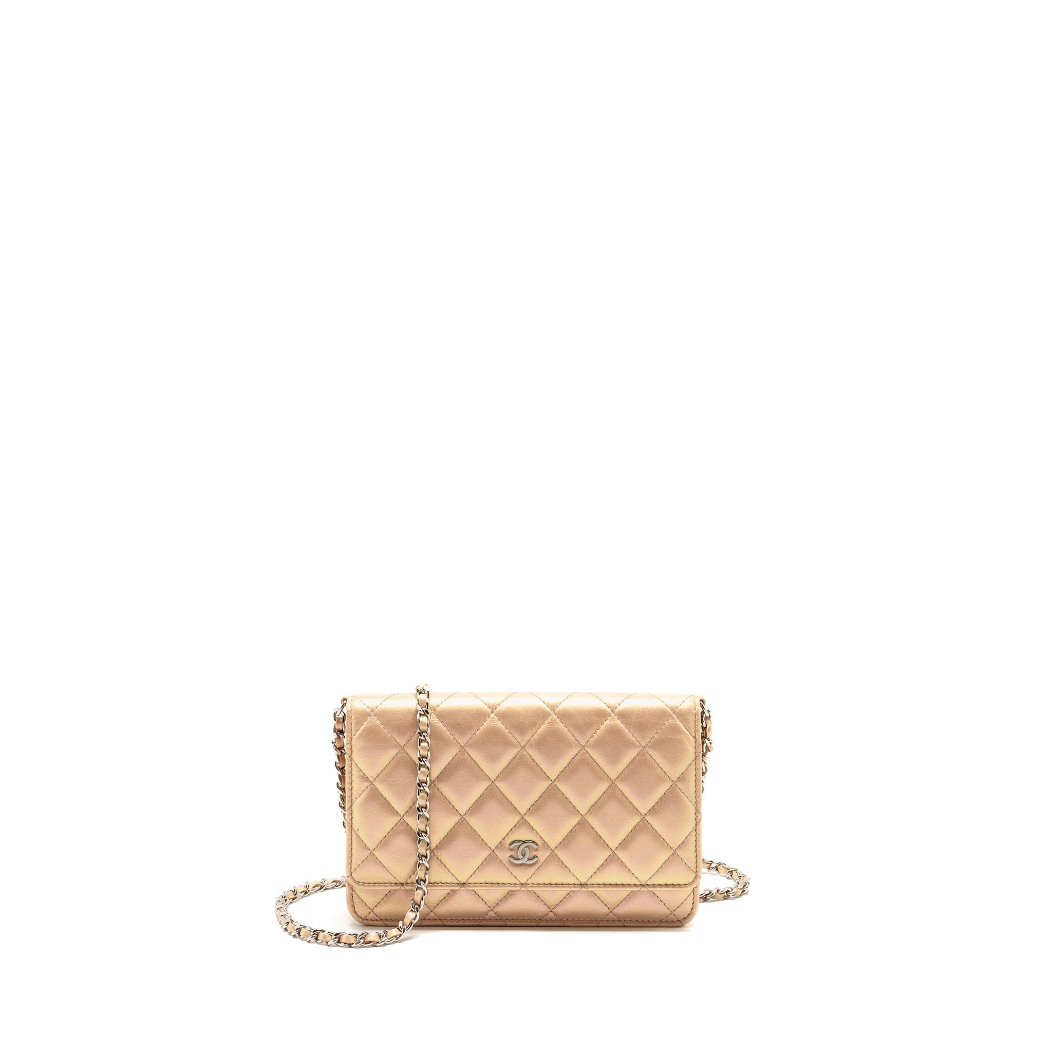 Chanel Classic Wallet on Chain Lambskin Iridescent Pink SHW (Microchip)