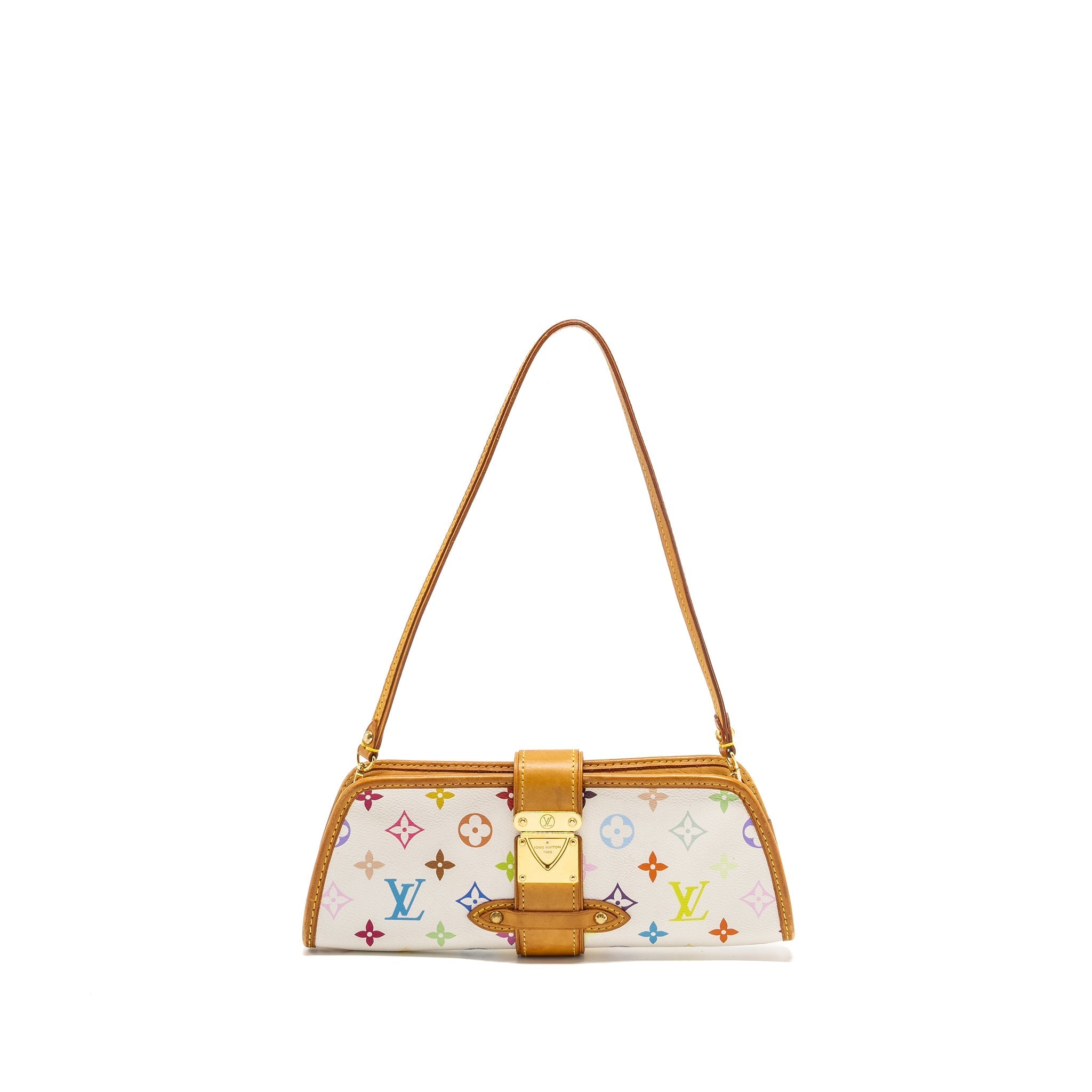 Louis Vuitton Vintage Shirley Clutch Multicolour Monogram Canvas White GHW