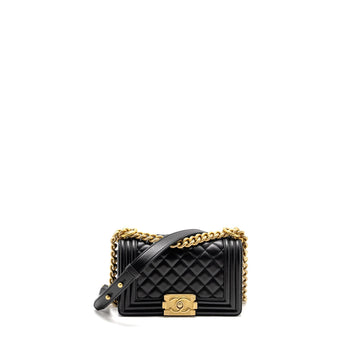 Chanel Small Boy Bag Calfskin Black GHW (Microchip)