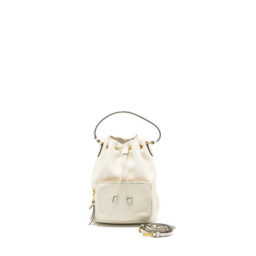 Prada Drawstring Bucket Bag Calfskin White GHW